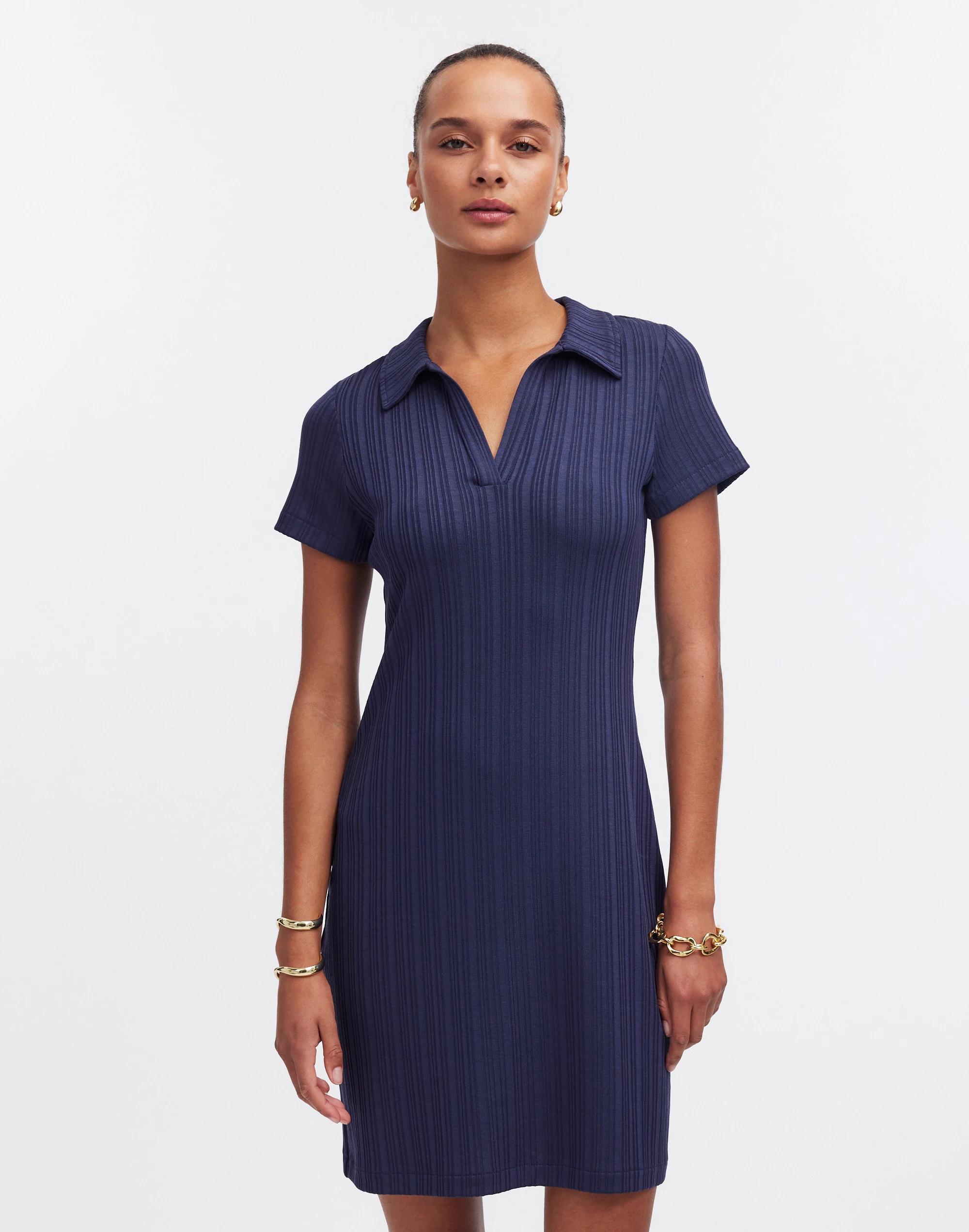 Ribbed Polo Mini Dress Product Image