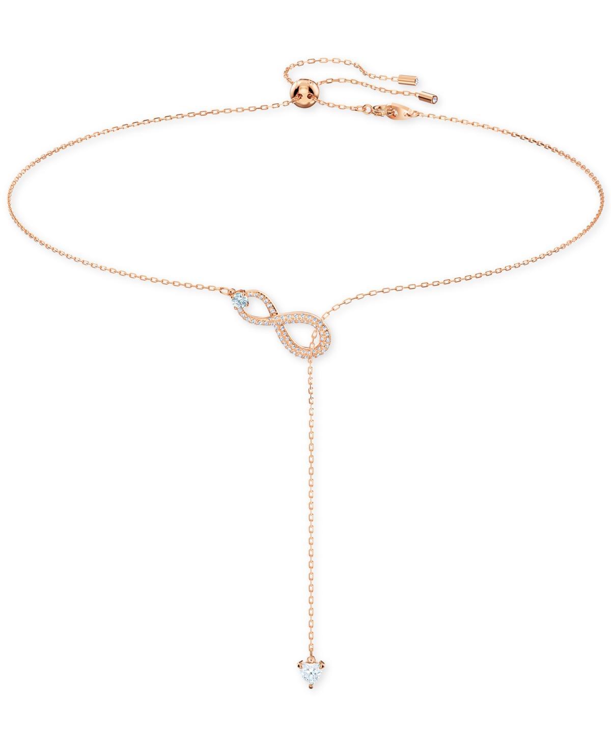 Swarovski Rose Gold-Tone Infinity Symbol Lariat Necklace, 19 + 2 extender - Crystal Product Image