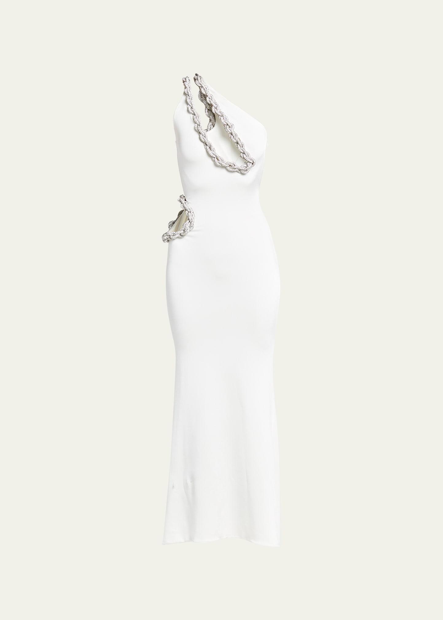 Womens Rope Cut-Out One-Shoulder Gown Product Image