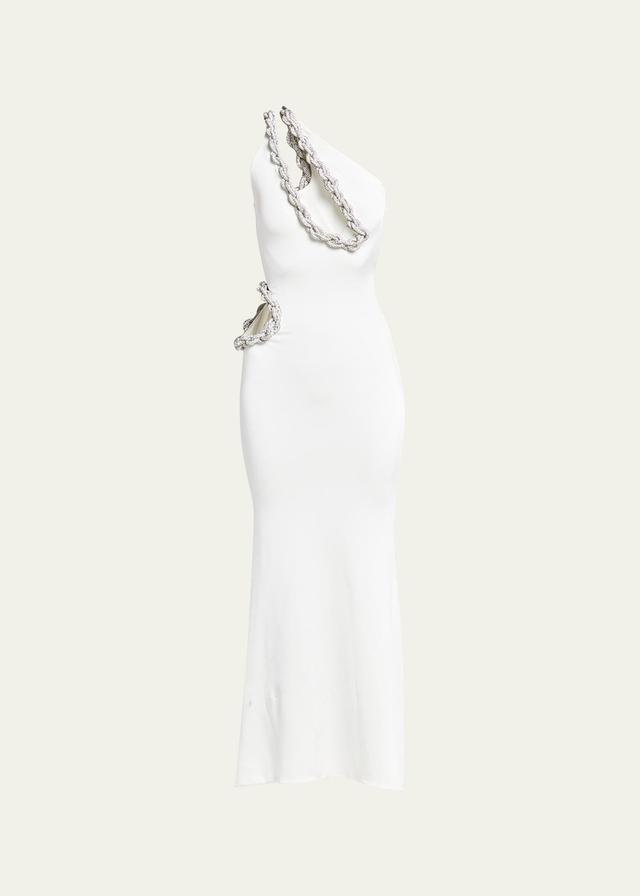 Stella McCartney Crystal Rope Cutout One-Shoulder Jersey Gown Product Image