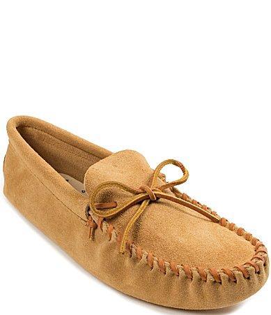 Minnetonka Mens Leather Laced Softsole Slippers Product Image