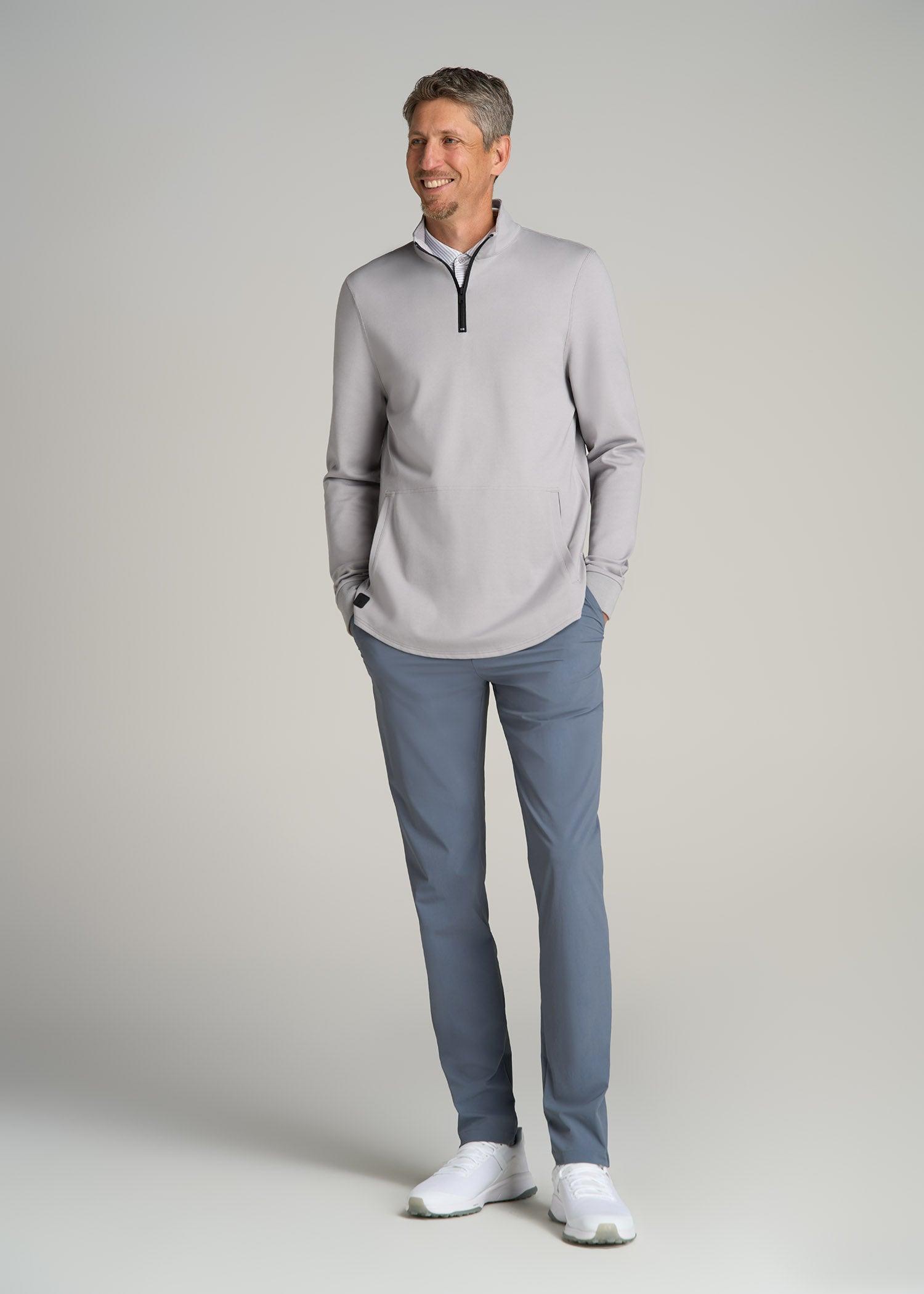 Fairway Popover Tall Men's Sweatshirt in Light Grey Male Product Image