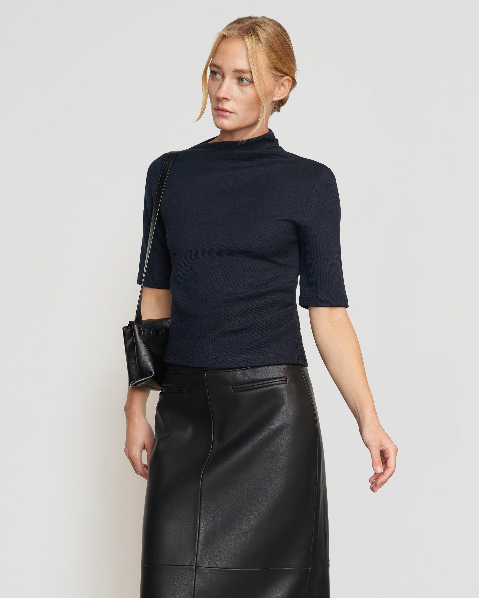 Pauline Ribbed Asymmetric-Neck Top Product Image