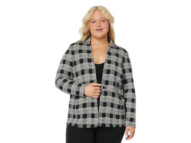 NIC+ZOE Plus Size Perfectly Plaid Knit Blazer Multi) Women's Suits Sets Product Image