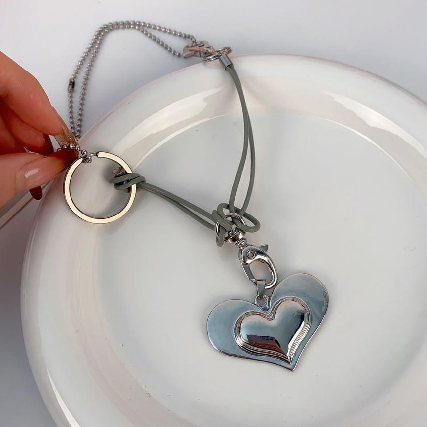 Heart Pendant Alloy Cord Necklace Product Image