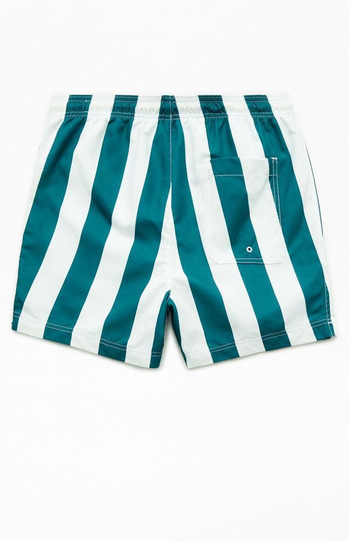 Men's Playa Striped 4.5" Swim Trunks in Green/White - Product Image