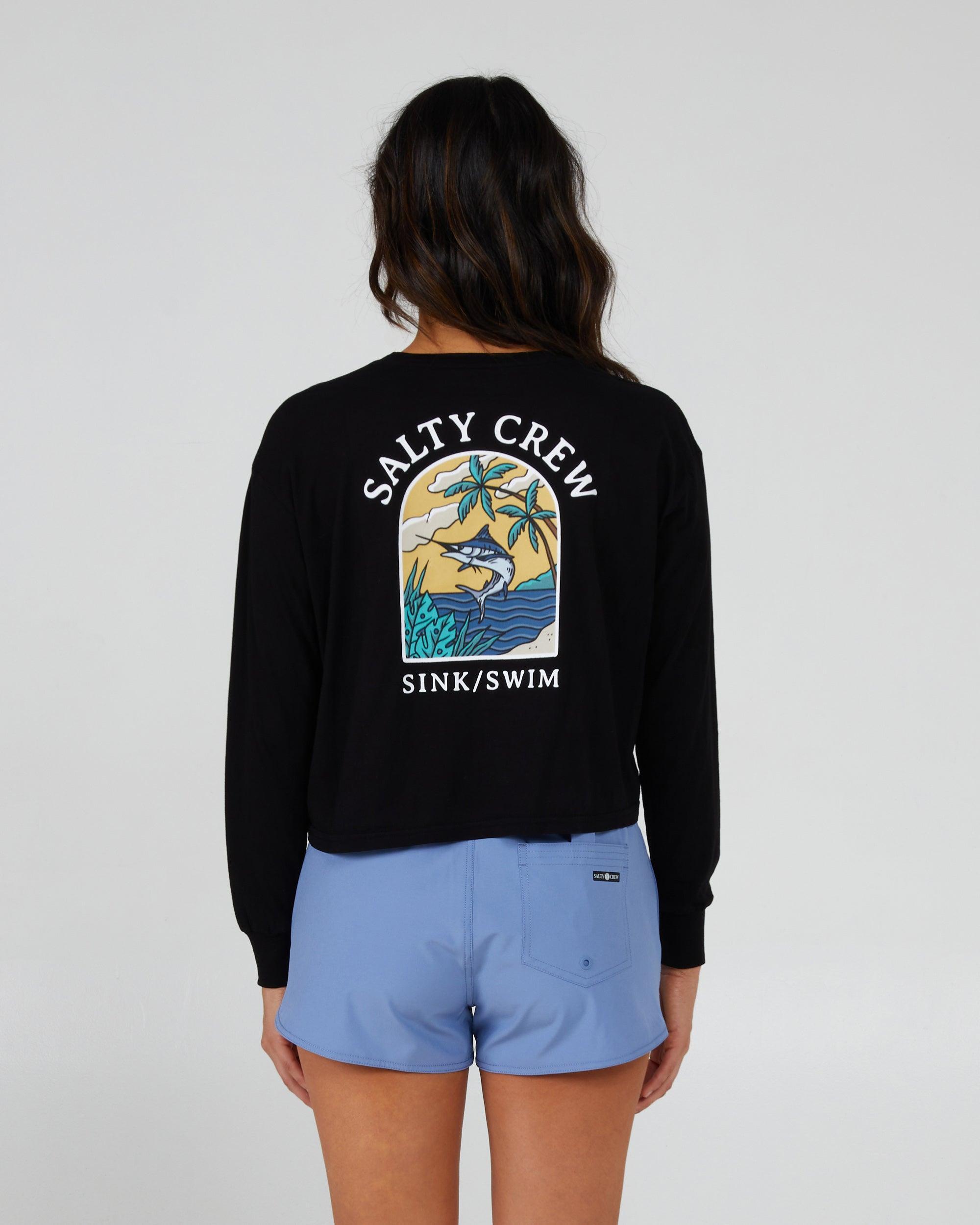 Sail Away L/S Crop Tee - Black Female Product Image