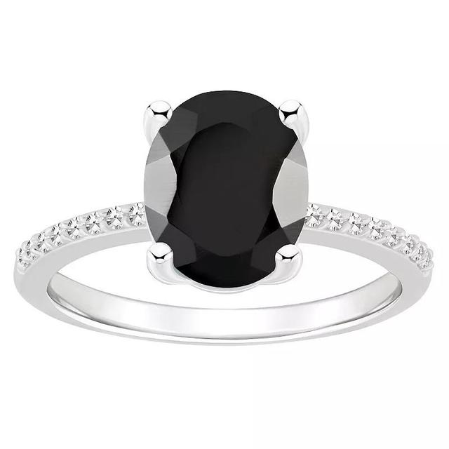 Alyson Layne Sterling Silver Oval Black Onyx 1/10 Carat T.W. Diamond Ring, Womens Product Image