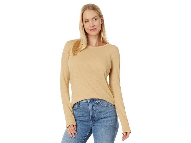 Madewell Whisper Cotton Rib-Crewneck Long-Sleeve Tee (Desert Dune) Women's Clothing Product Image