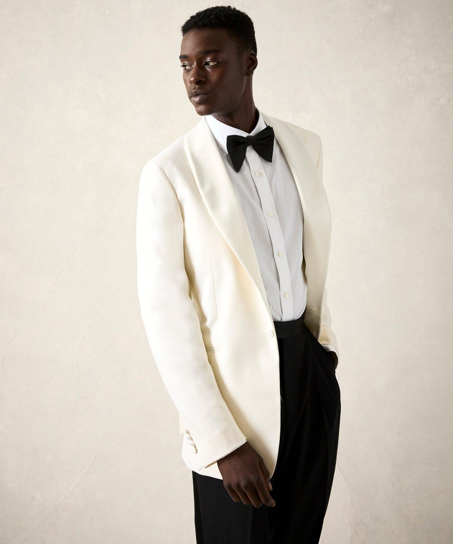 Italian Ivory Shawl Collar Tuxedo Jacket Product Image