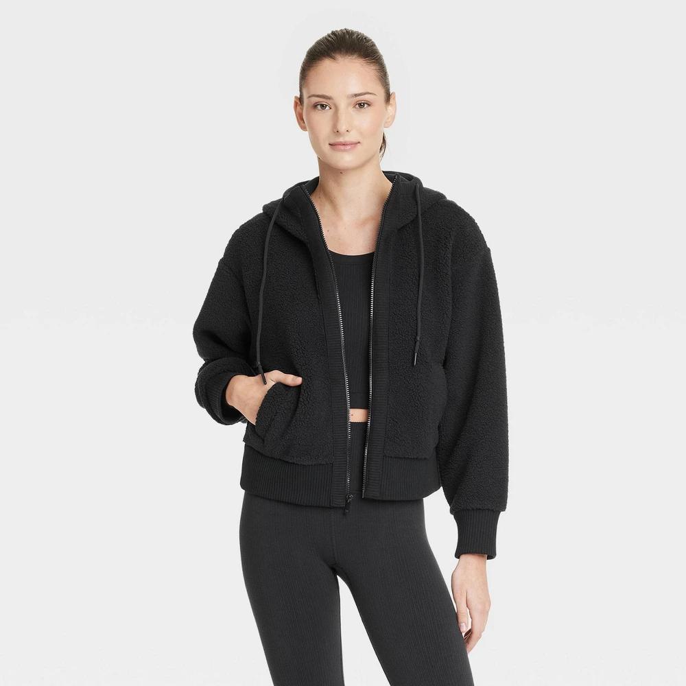 Womens High Pile Fleece Jacket - All In Motion Black XL Product Image