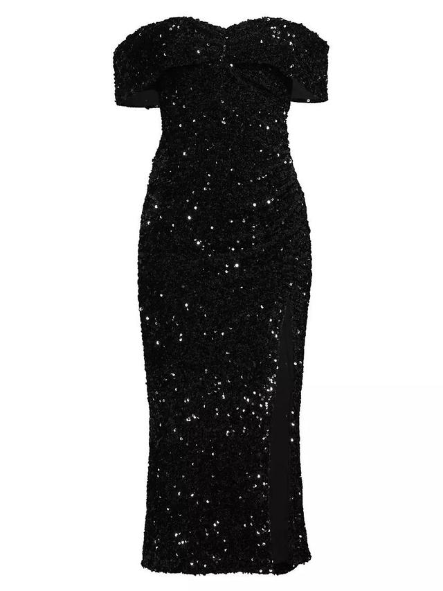 Ronan Off-the-Shoulder Sequined Midi-Dress Product Image