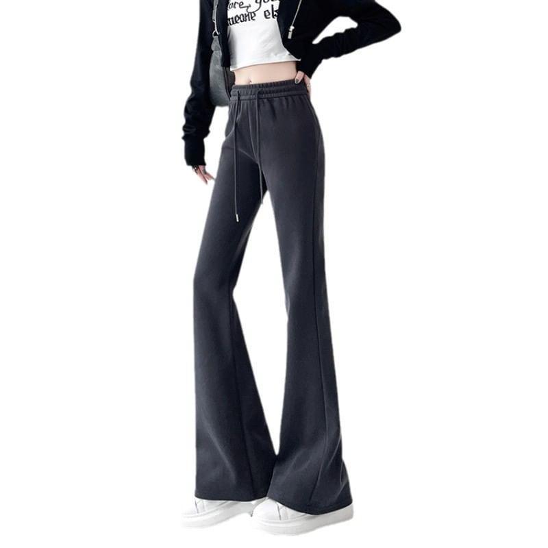 Drawstring Waist Plain Flared Sweatpants Product Image