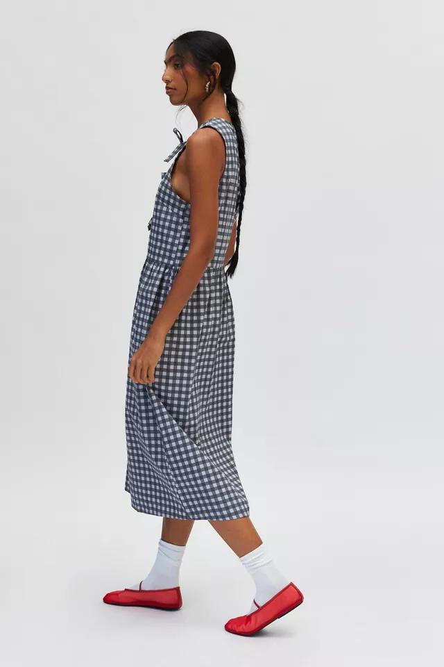 Motel Prelith Tie-Front Bow Gingham Midi Dress Product Image