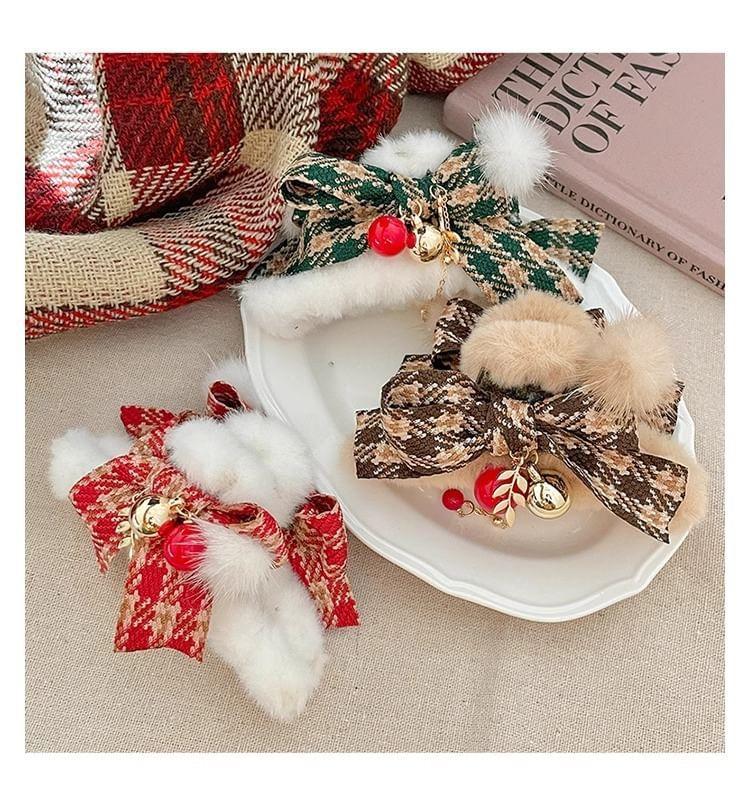 Houndstooth Bow Chenille Hair Claw Clip (Various Designs) Product Image