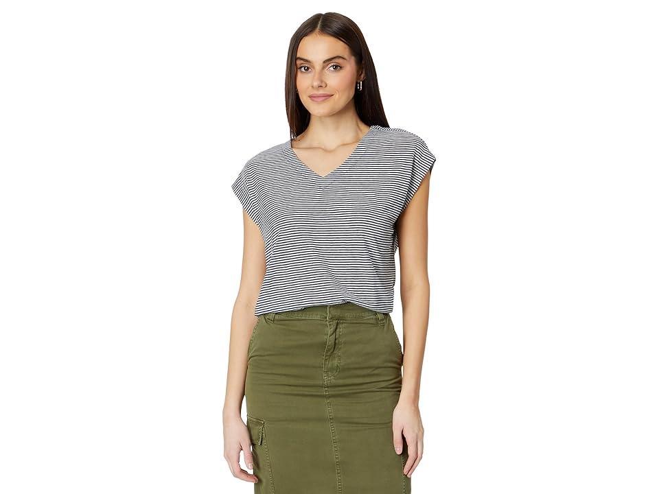 Madewell Relaxed V-Neck Tee in Stripe (Juniper Berry) Women's Clothing Product Image