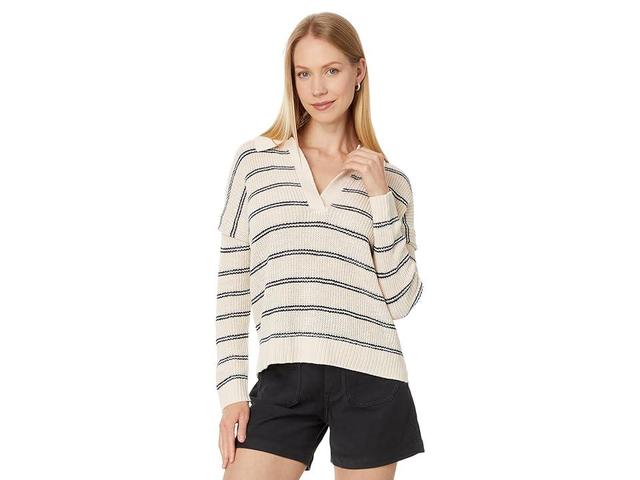 Faherty Miramar Linen Polo (Natural Mystic Stripe) Women's Sweater Product Image