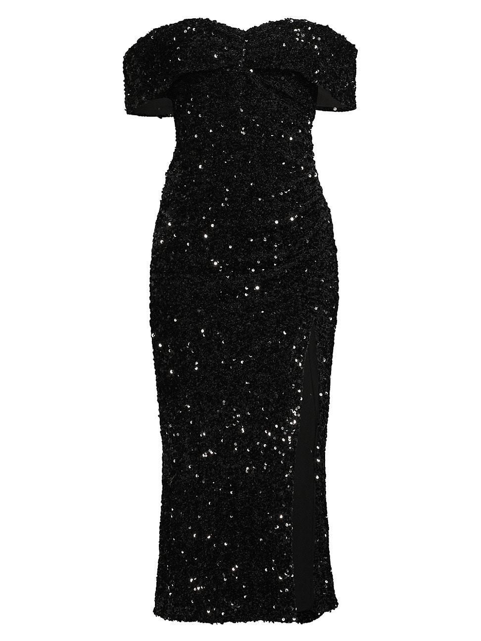 Womens Ronan Off-the-Shoulder Sequined Midi-Dress Product Image