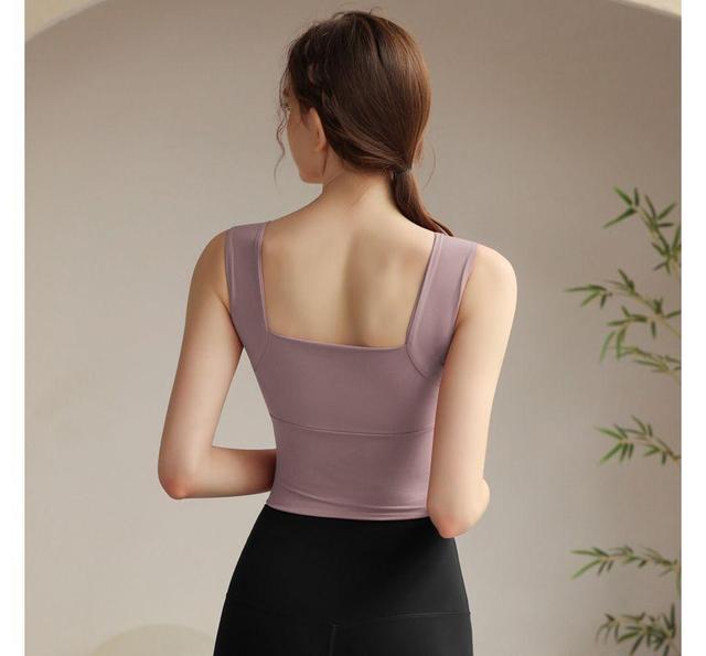 Sleeveless V-Neck Plain Crop Sports Top Product Image