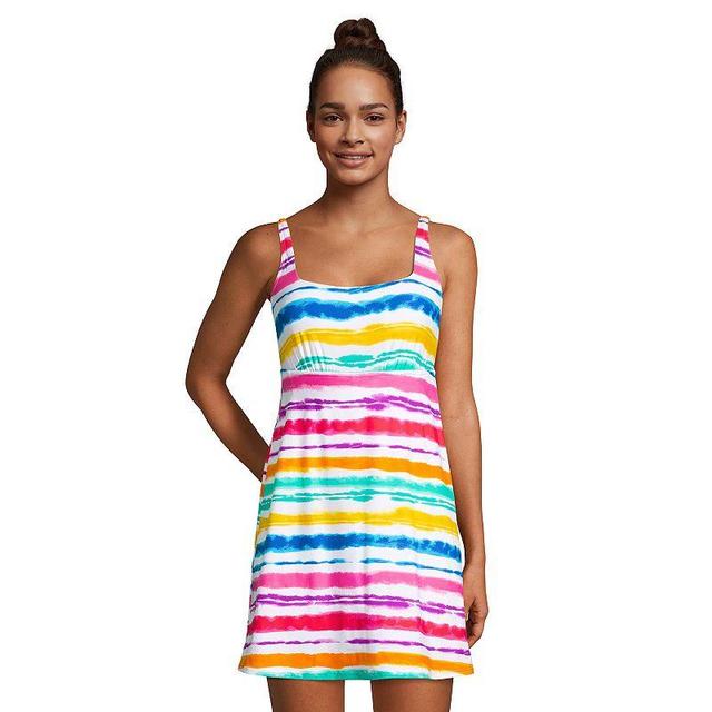 Womens Lands End Tummy Control UPF 50 Squareneck One-Piece Swim Dress Product Image