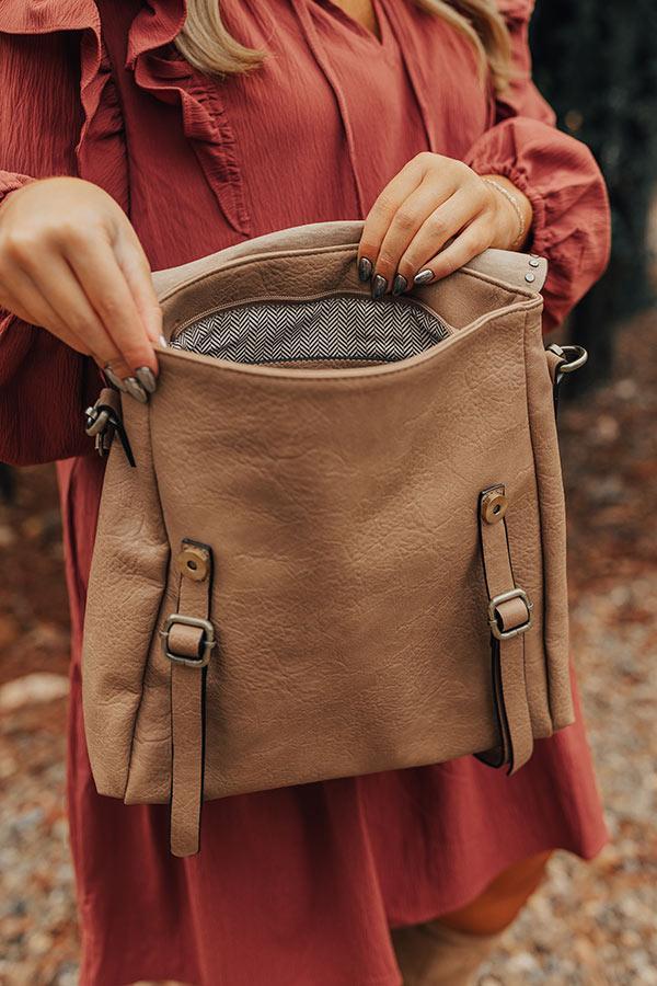 Autumn Treasure Faux Leather Backpack In Iced Latte Product Image