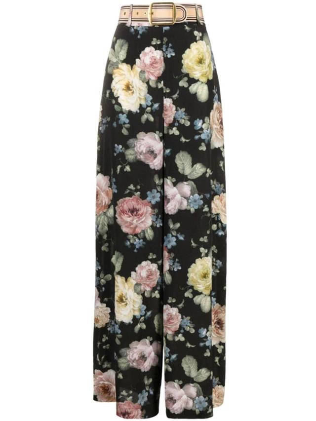 Floral Trousers In Black Product Image