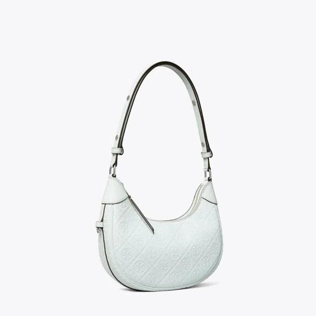 T Monogram Leather Crescent Bag In Ice Blue Product Image