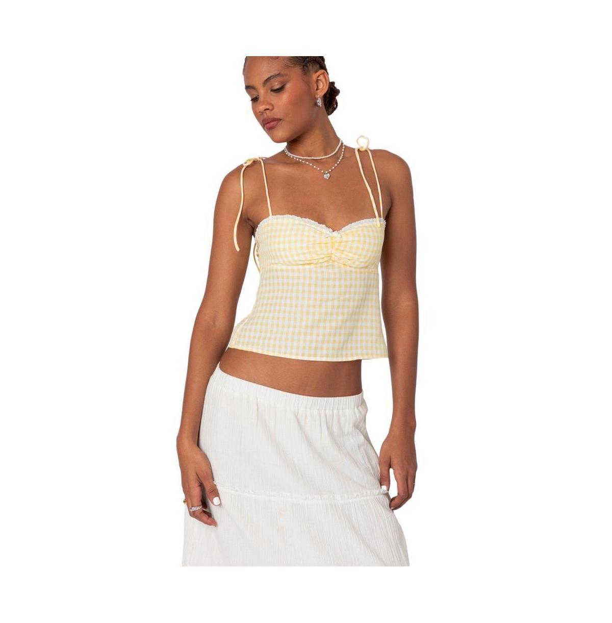 Women's Billie Open Tie Back Gingham Top Product Image