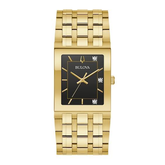 Bulova Mens Marc Anthony Modern Quadra Diamond Accent Gold-Tone Stainless Steel Bracelet Watch 30mm Product Image