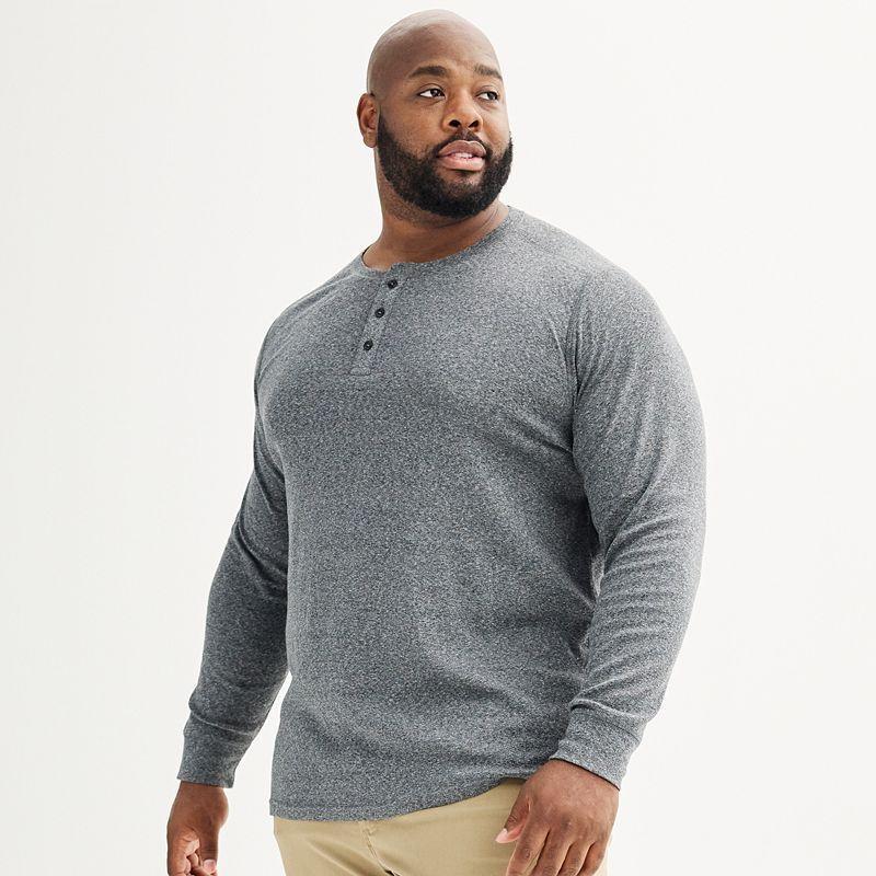 Big & Tall Apt. 9 Premier Flex Henley, Mens Grey Jaspe Product Image