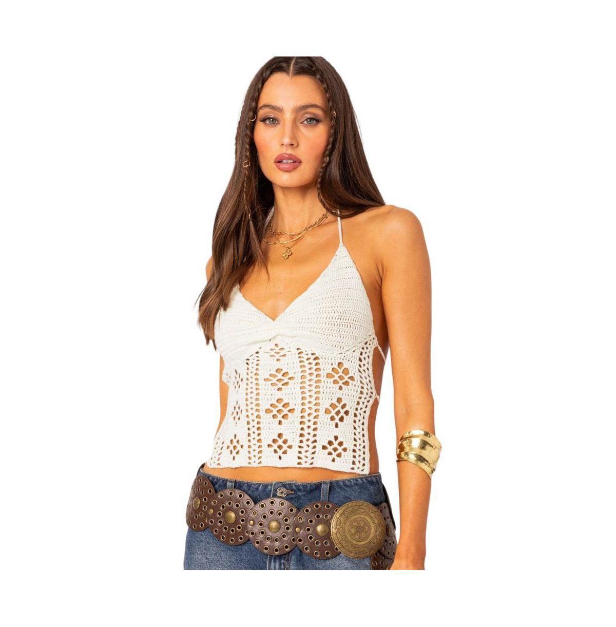 Womens Jada open back crochet top Product Image