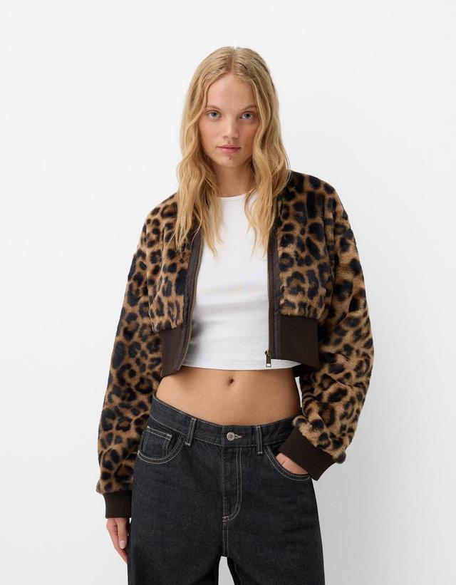 Animal print leather effect jacket Product Image