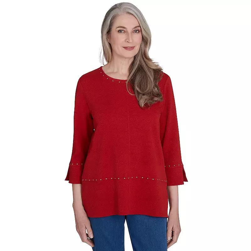 Petite Alfred Dunner Cozy Textured Crew Neck Top, Womens product image