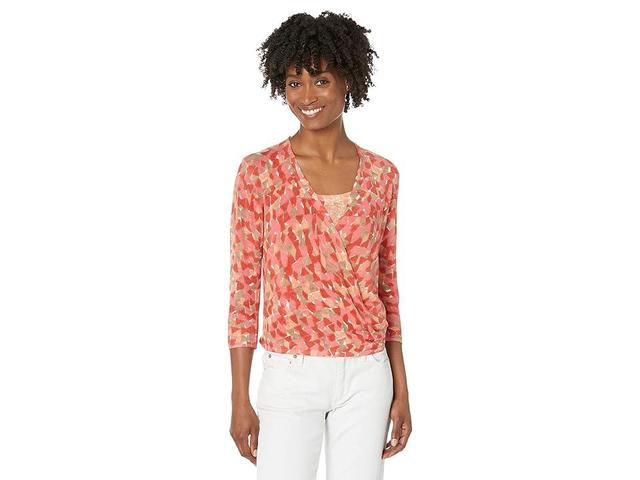 NIC+ZOE Petite Sun Burst Linen-Blend Cardigan - pink - Size: Small Product Image