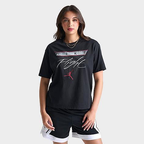 Jordan Womens Jordan GF Graphic Flight Short Sleeve T-Shirt - Womens Black/Gym Red Product Image