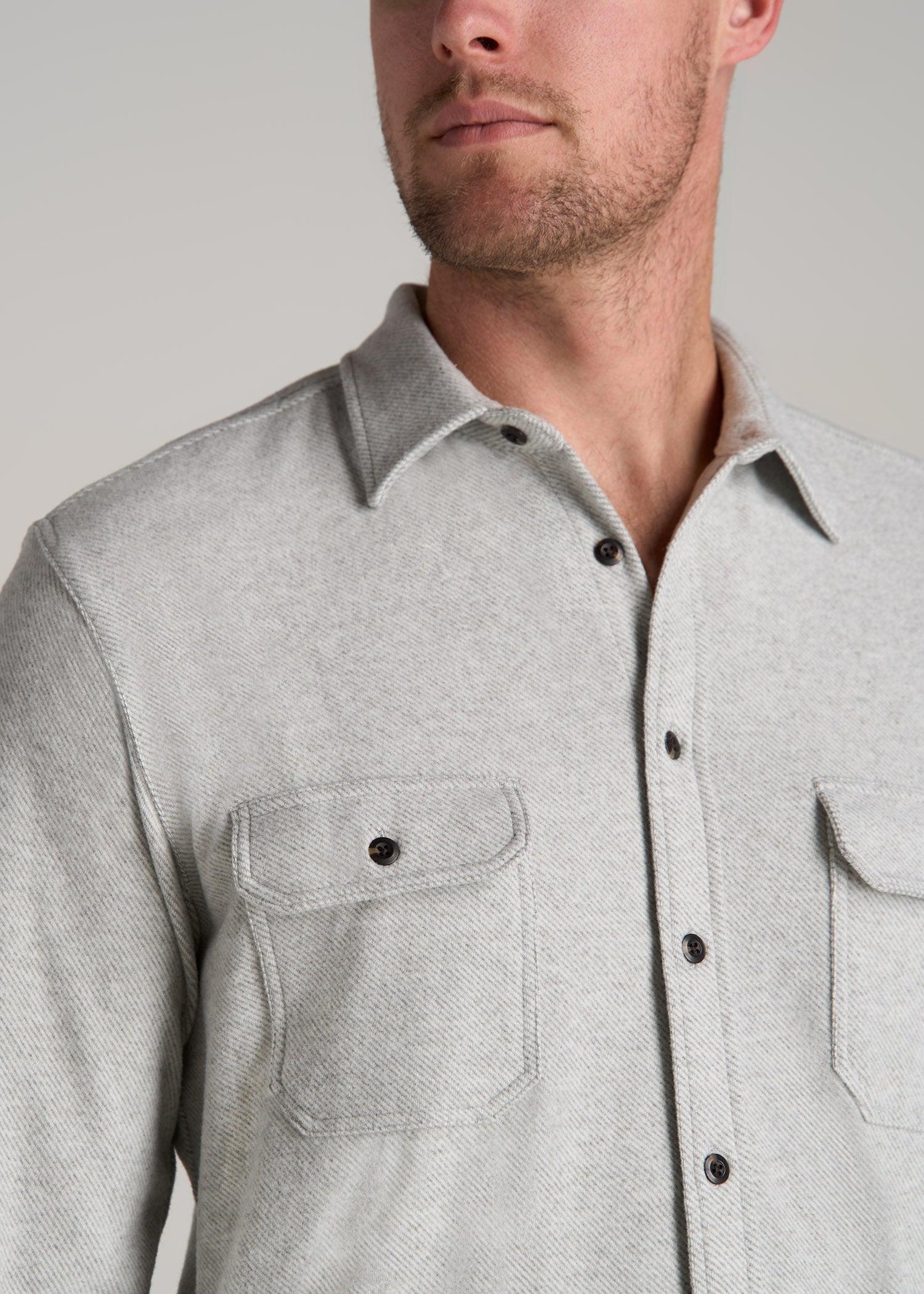 Stretch Flannel Button Tall Men's Shirt in True Navy Male Product Image