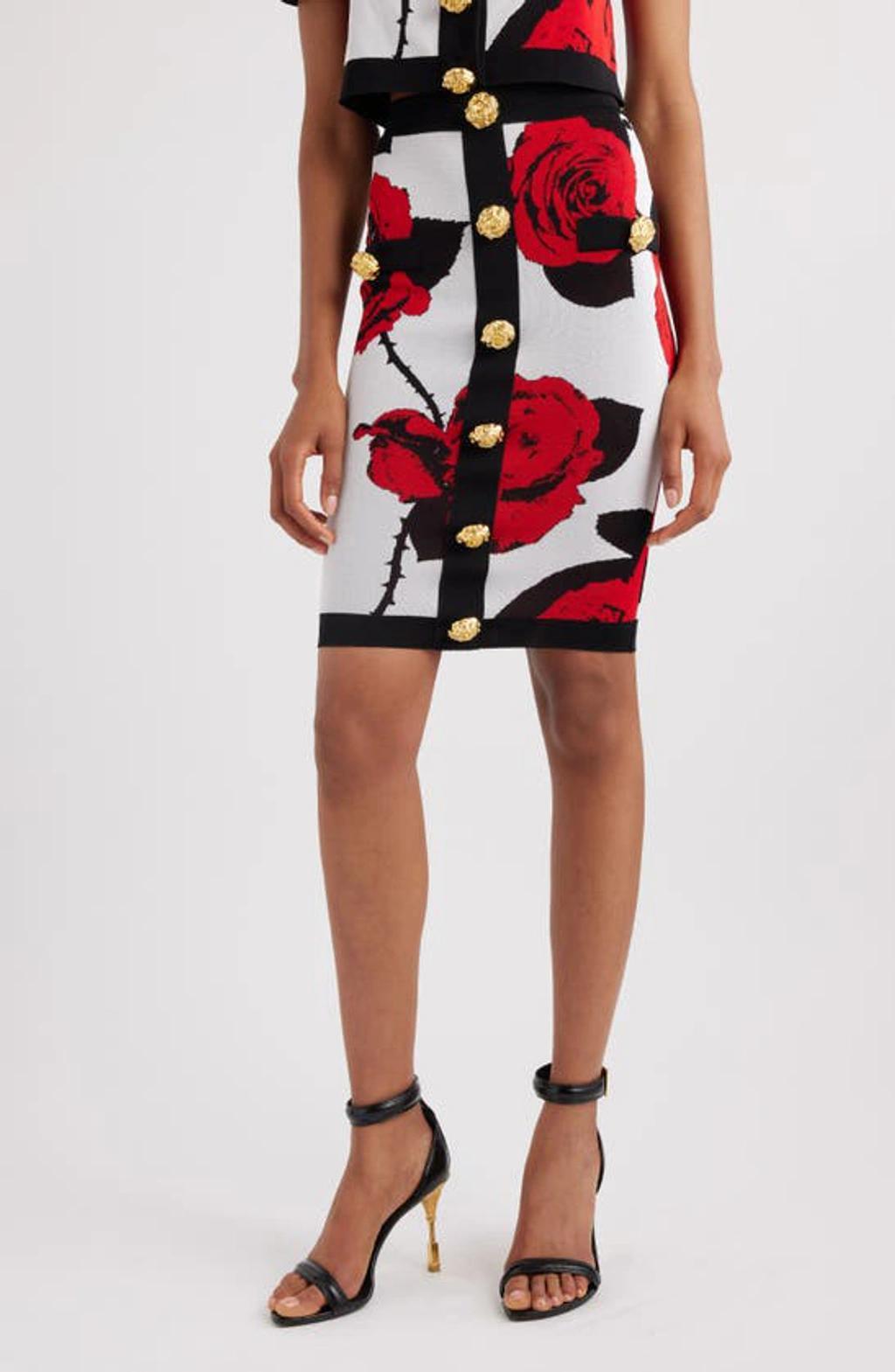 Floral-jacquard Midi Skirt In Multicolor Product Image