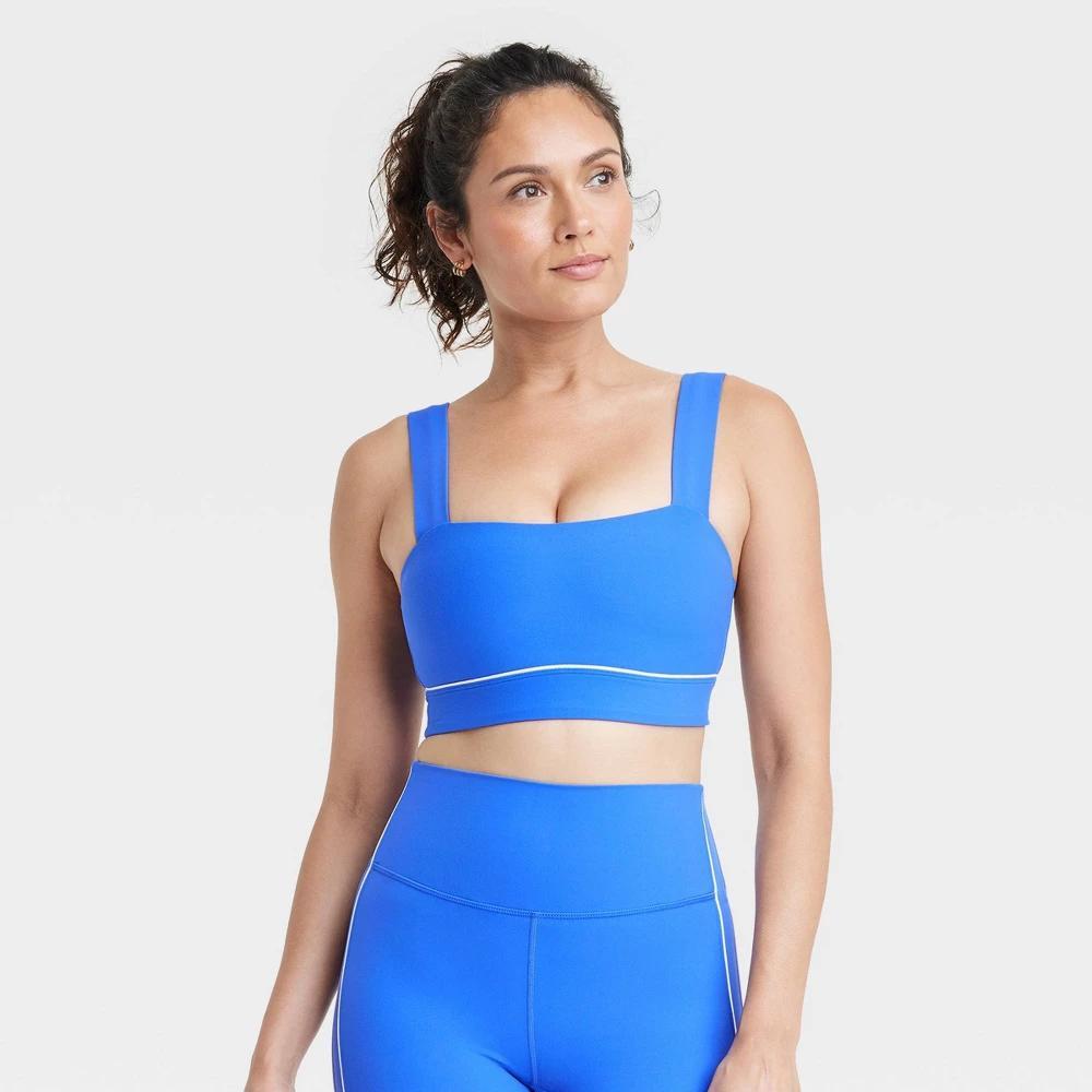 Womens Everyday Soft Light Support Piped Sports Bra - All In Motion Blue XS Product Image