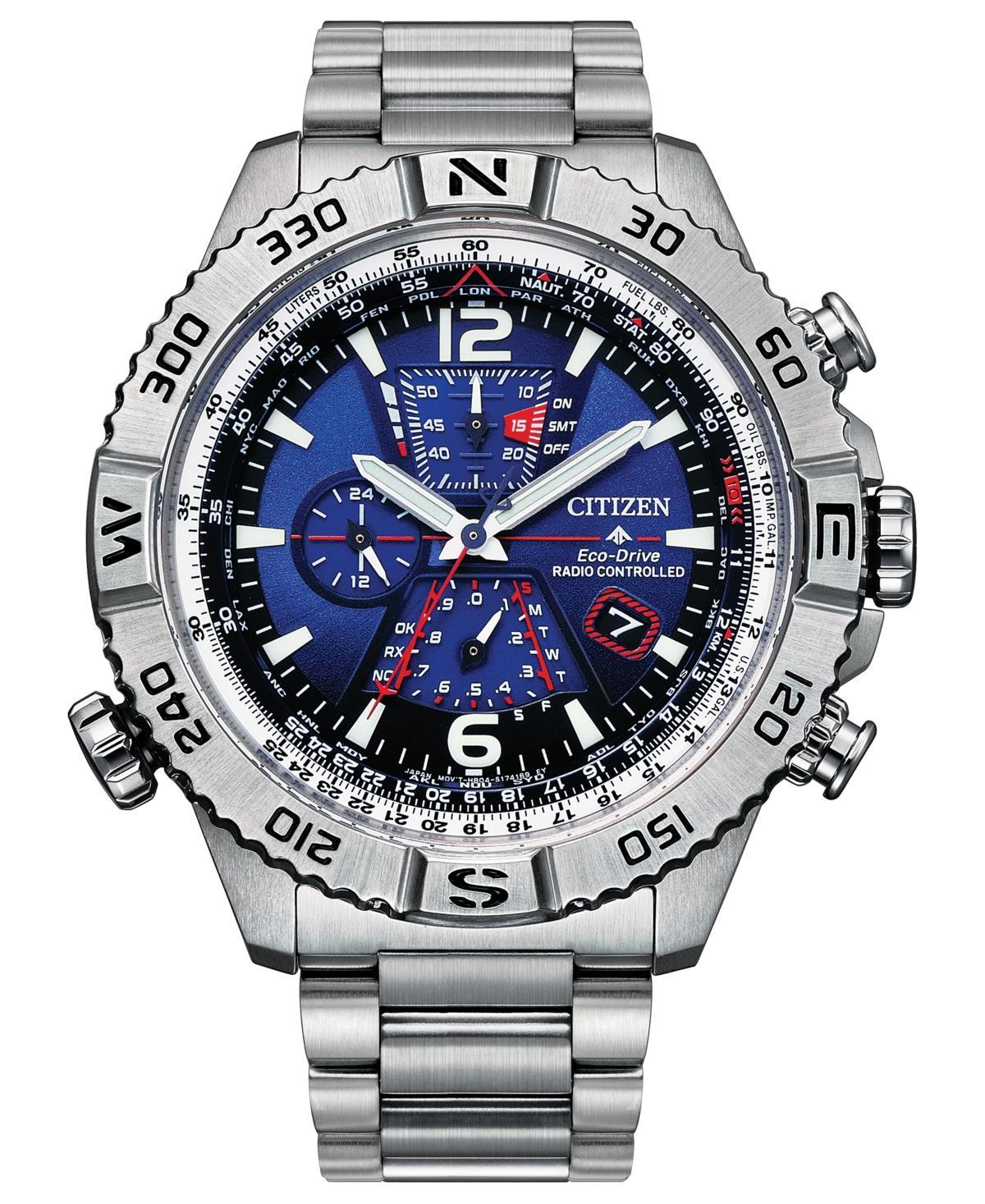 Citizen Mens Promaster Navihawk A-T Chronograph Grey Stainless Steel Bracelet Watch Product Image