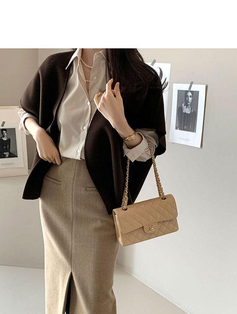 Short-Sleeve Plain Open Front Cropped Coat Product Image