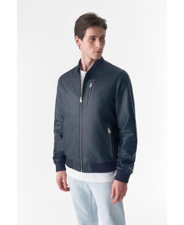 Furniq Uk Mens Genuine Leather Bomber Jacket Product Image