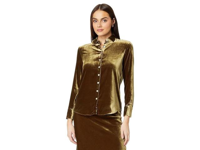 Faherty Stretch Silk Velvet Genevieve Shirt (Breen) Women's Clothing Product Image