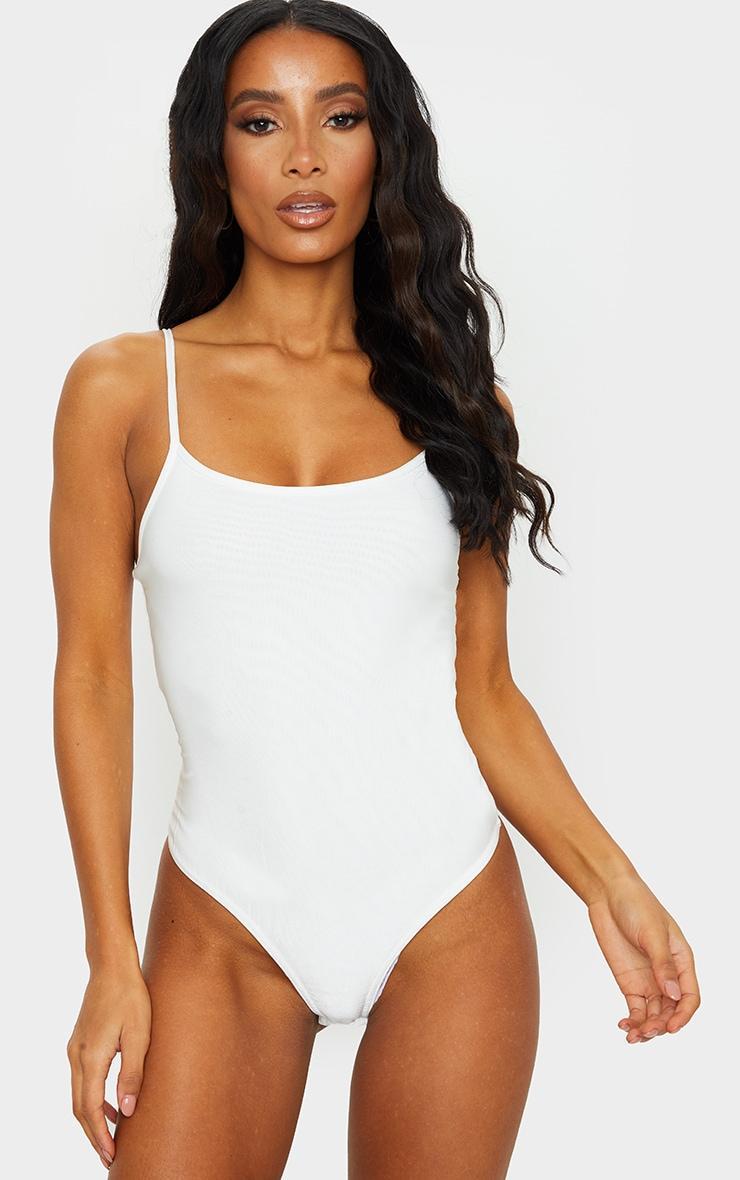 Cream Slinky Strappy Bodysuit Product Image