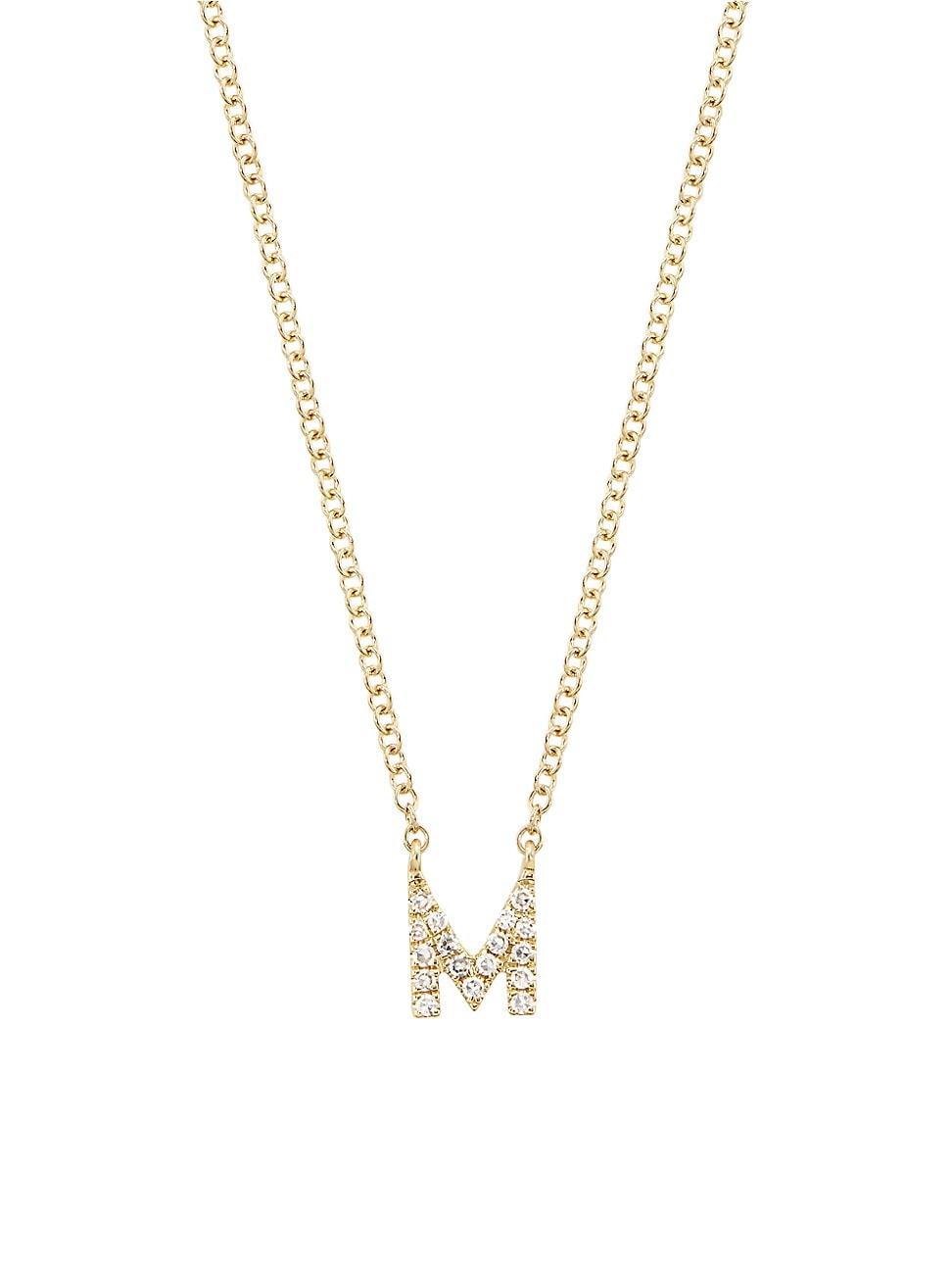 Womens 14K Yellow Gold & 0.03 TCW Diamond Initial Pendant Necklace Product Image