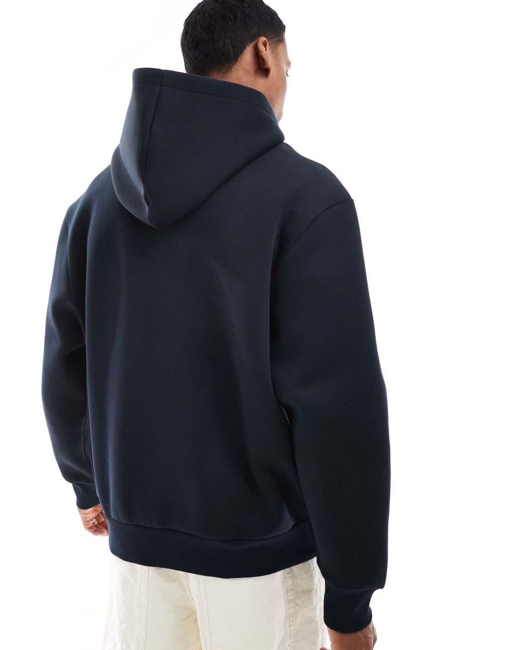 ASOS DESIGN heavyweight oversized scuba hoodie in navy Product Image