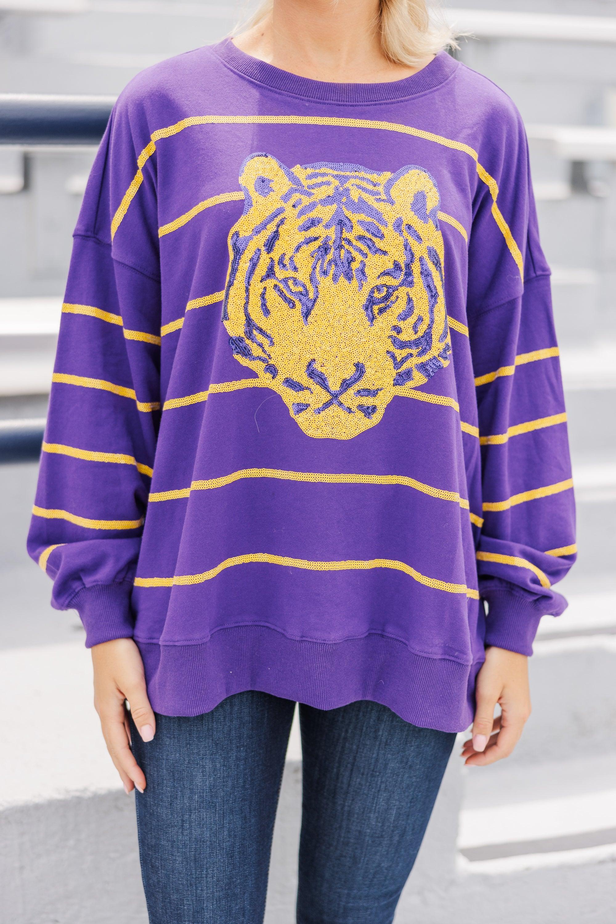 Lead The Way Purple Tiger Pullover Female Product Image