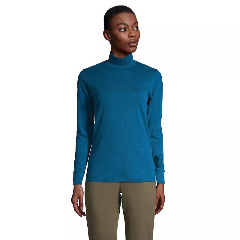 Petite Lands End Relaxed Long Sleeve Mockneck Top, Womens Rich Red Product Image