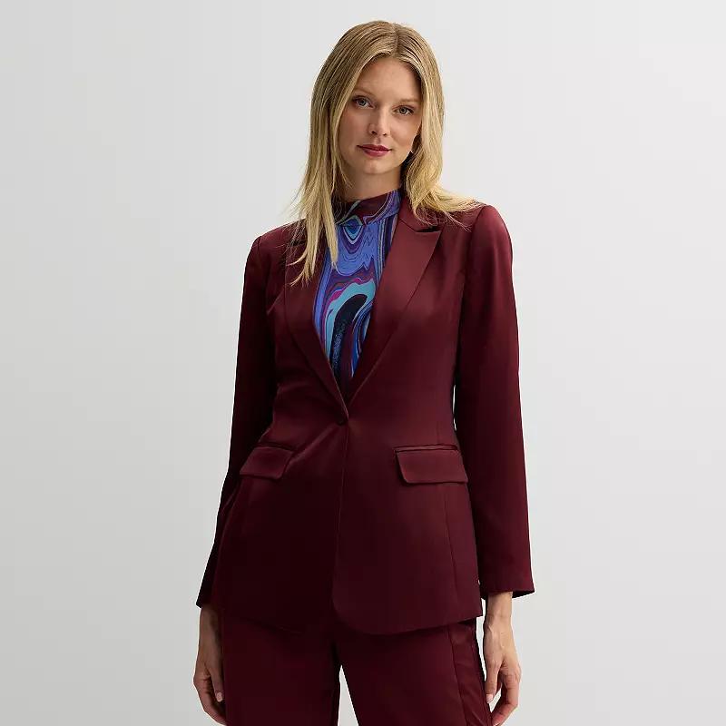 Womens INTEMPO Long Boyfriend Blazer Red Product Image