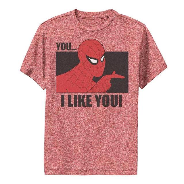 Boys 8-20 Marvel Spider-Man You... I Like You! Vintage Portrait Panel Performance Graphic Tee, Boys Red Grey Product Image