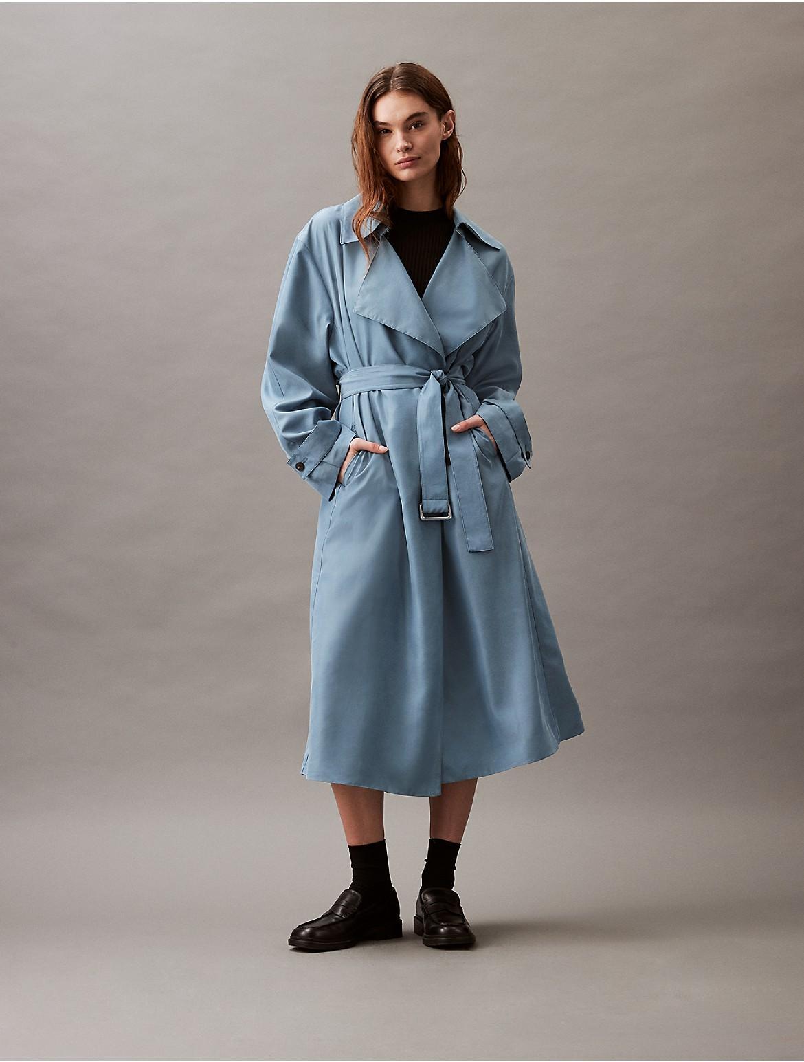 Calvin Klein Womens Relaxed Trench Coat - Blue - XL Product Image